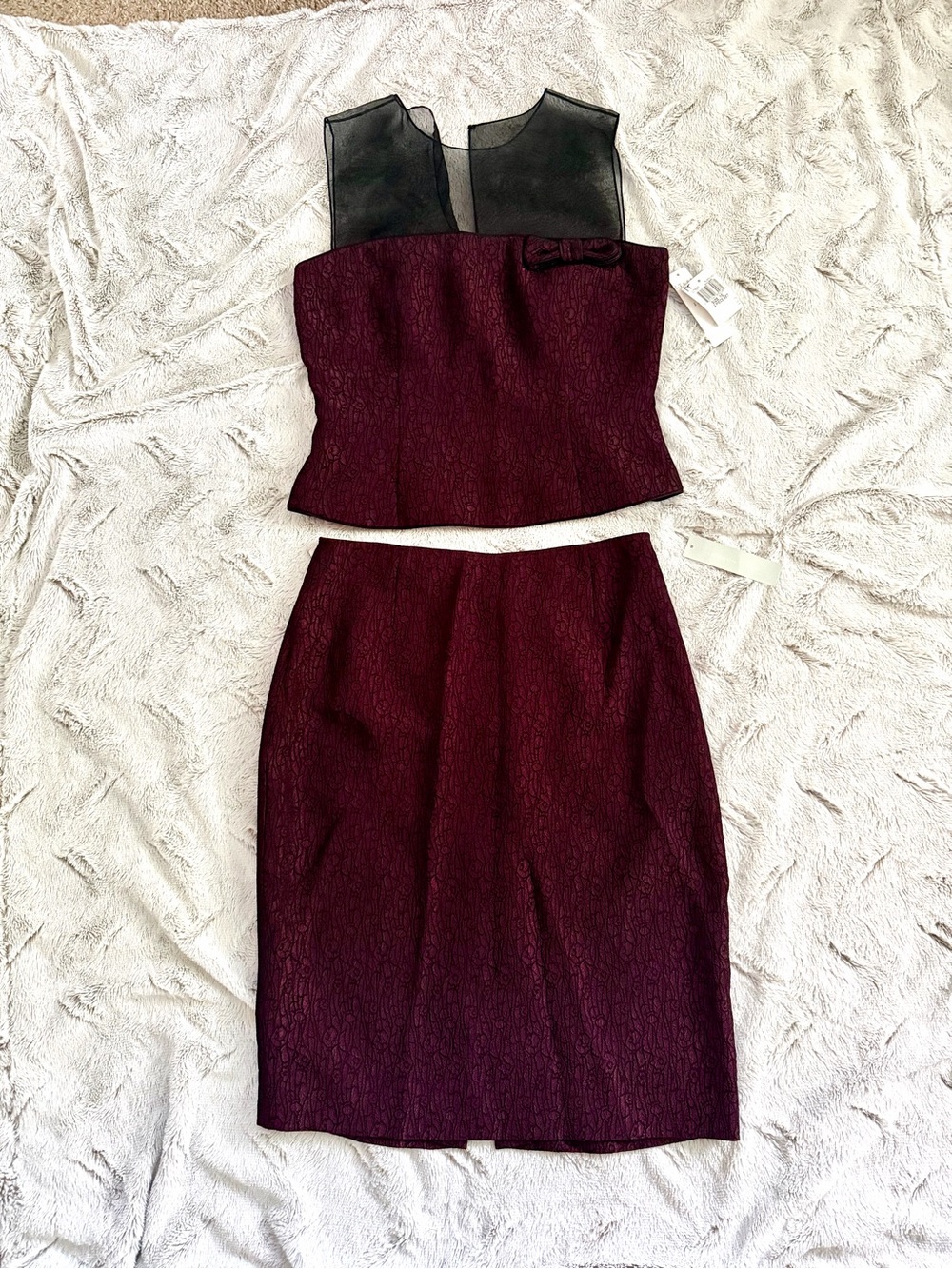 London Times Burgundy and Black Two-Piece Set